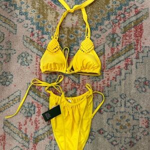 NWT yellow wild fable swim suit set